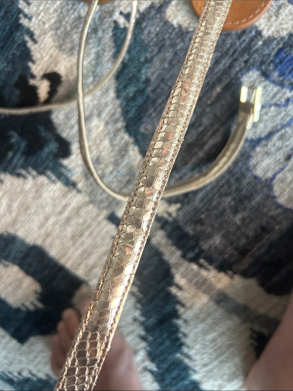 SCHUTZ Gold Alligator Print Wrap Around Sandals - Picture 6 of 7